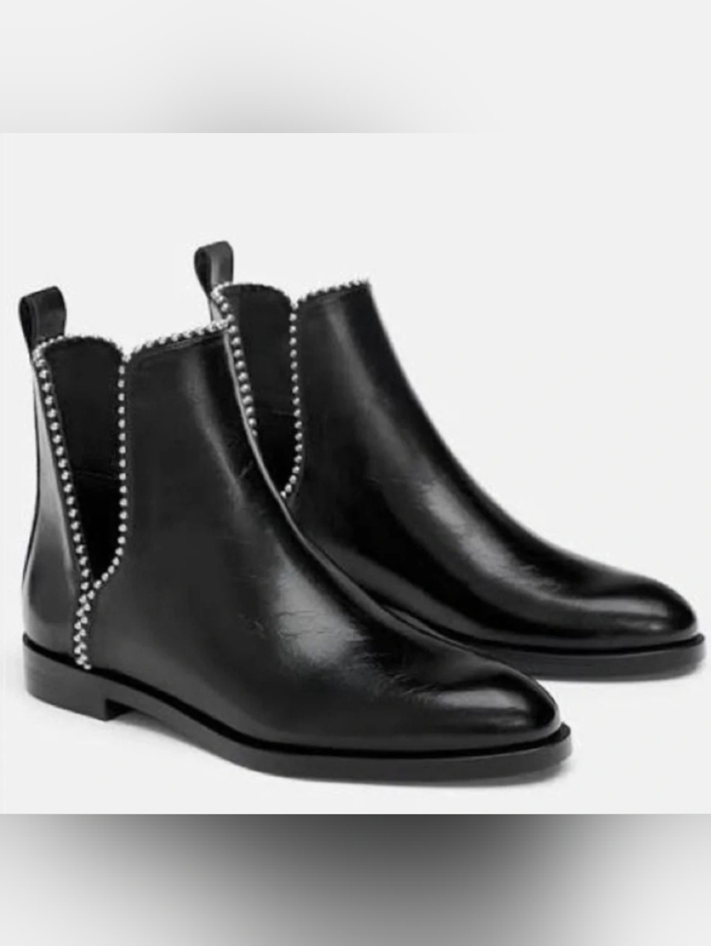 Zara Black Leather Ankle Boots – Size 8